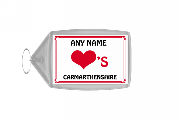Love Heart Carmarthenshire Personalised Keyring