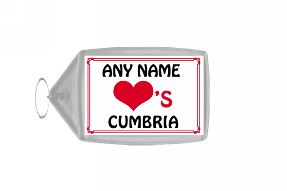 Love Heart Cumbria Personalised Keyring