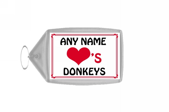 Love Heart Donkeys Personalised Keyring