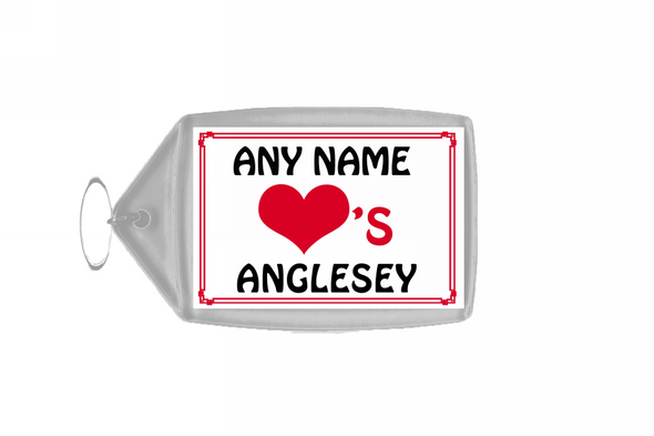 Love Heart Anglesey Personalised Keyring