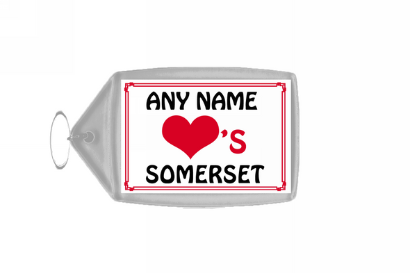 Love Heart Somerset Personalised Keyring