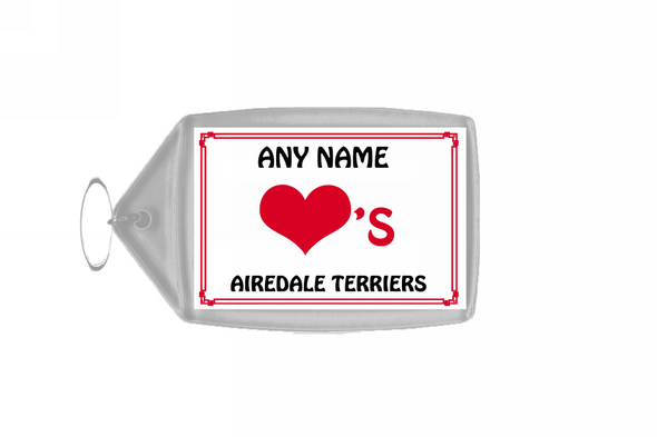 Love Heart Airedale Terriers Personalised Keyring