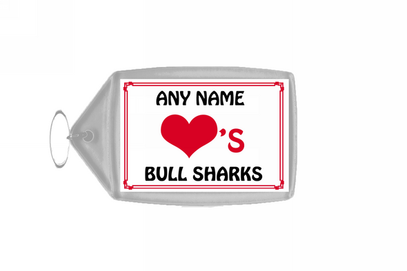 Love Heart Bull Sharks Personalised Keyring