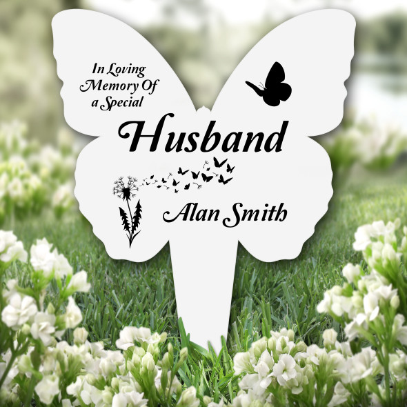 Butterfly Husband Remembrance Grave Garden Plaque Memorial Stake