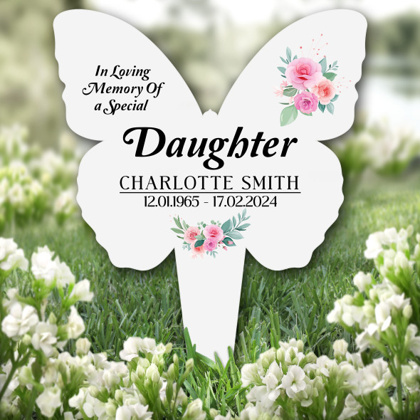 Butterfly Daughter Floral Remembrance Garden Plaque Grave Marker Memorial Stake