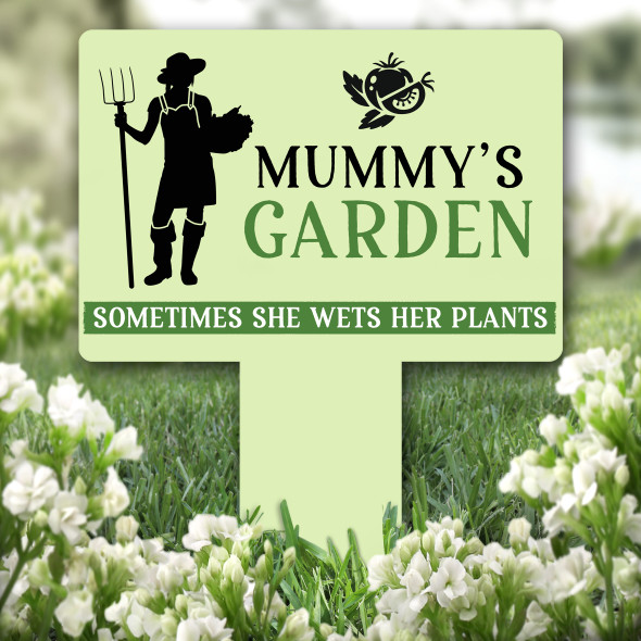 Woman Gardening Mummy's Garden Personalised Gift Garden Plaque Sign Ground Stake
