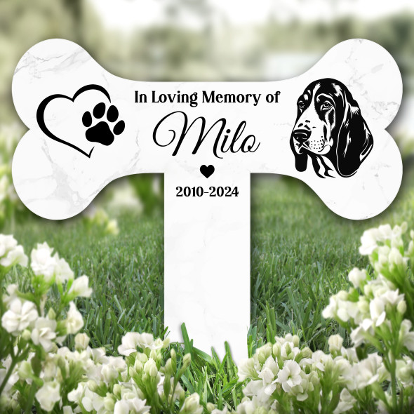 Garden Plaque Bone Heart Basset Hound Dog Pet Remembrance Grave Memorial Stake