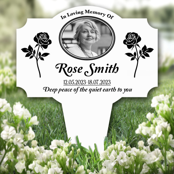 Black Roses Photo Remembrance Garden Plaque Grave Marker Memorial Stake