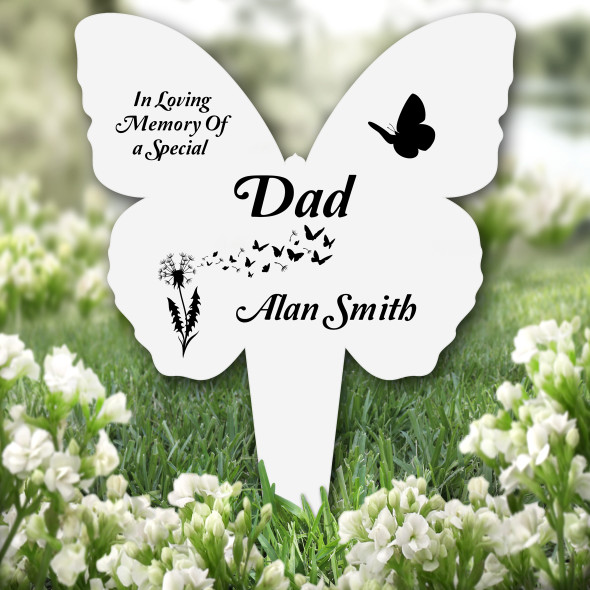 Butterfly Dad Dandelion Remembrance Grave Garden Plaque Memorial Stake