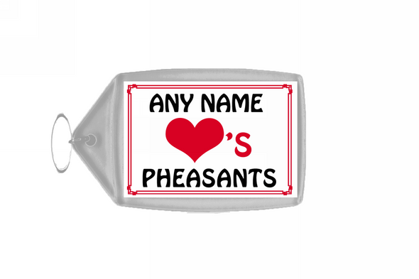 Love Heart Pheasants Personalised Keyring