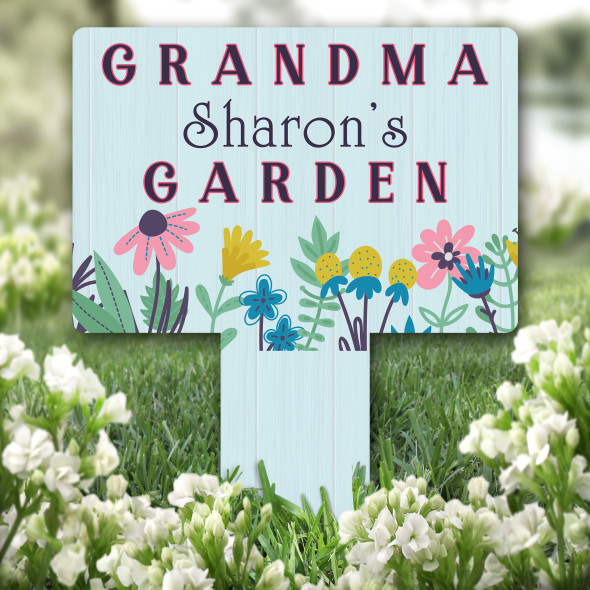 Flower's Grandma's Garden Personalised Gift Garden Plaque Sign Ground Stake