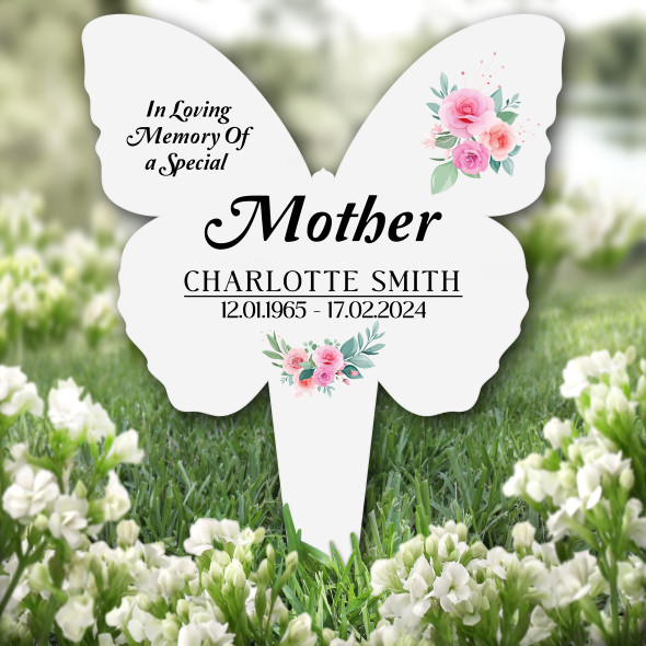 Butterfly Mother Floral Remembrance Plaque Grave Personalised Memorial Stake