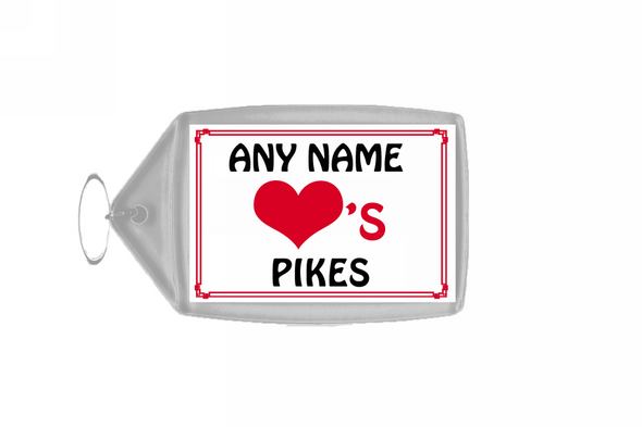 Love Heart Pikes Personalised Keyring