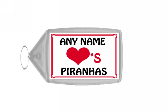 Love Heart Piranhas Personalised Keyring