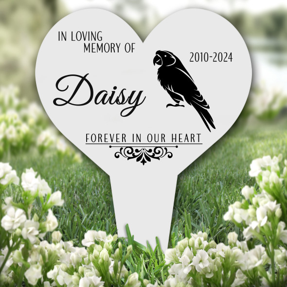 Heart Parrot Pet Remembrance Garden Plaque Grave Personalised Memorial Stake