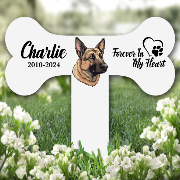 Bone German Shepherd Dog Heart Pet Remembrance Grave Plaque Memorial Stake