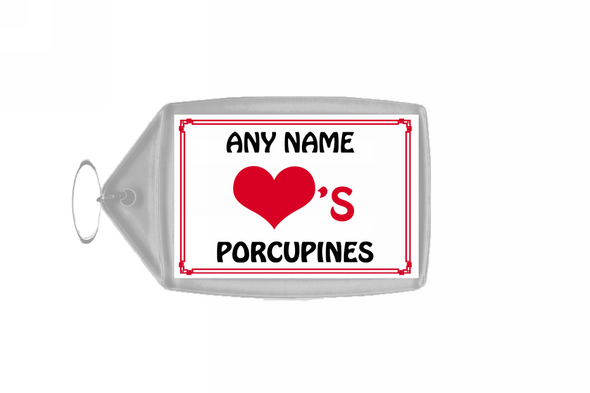 Love Heart Porcupines Personalised Keyring