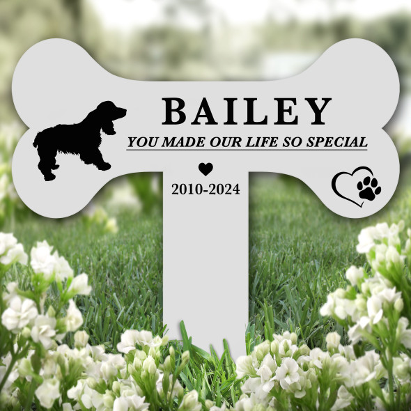 Bone Spaniel Dog Pet Remembrance Garden Plaque Grave Marker Memorial Stake