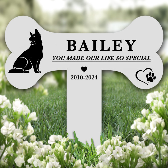 Bone German Shepherd Dog Pet Remembrance Garden Plaque Grave Memorial Stake