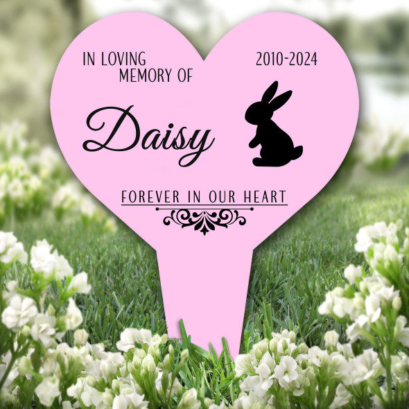 Heart Bunny Pet Pink Remembrance Garden Plaque Grave Marker Memorial Stake