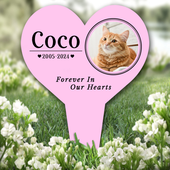 Heart Any Pet Photo Frame Pet Pink Remembrance Grave Plaque Memorial Stake
