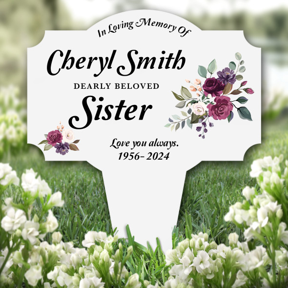 Sister Floral Remembrance Garden Plaque Grave Marker Personalised Memorial Stake