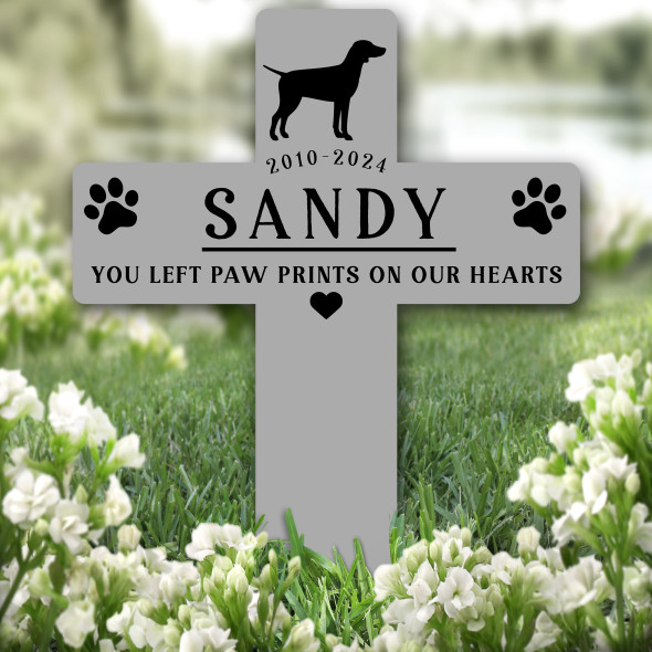 Cross Grey German Pointer Dog Pet Remembrance Grave Garden Plaque Memorial Stake