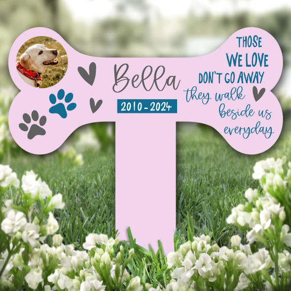 Bone Photo Pink Dog Loss Pet Remembrance Garden Plaque Grave Memorial Stake