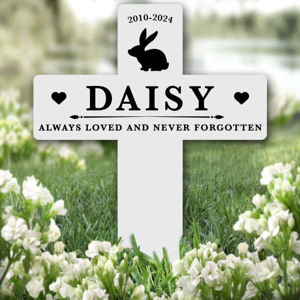 Cross Bunny Rabbit Pet Remembrance Garden Plaque Grave Marker Memorial Stake