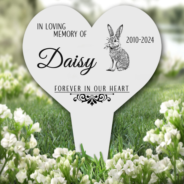 Heart Rabbit Pet Remembrance Garden Plaque Grave Personalised Memorial Stake