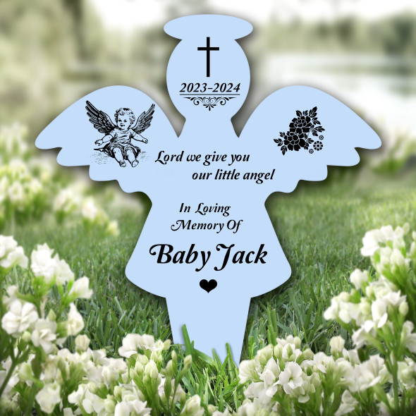 Angel Blue Baby Black Remembrance Garden Plaque Grave Marker Memorial Stake