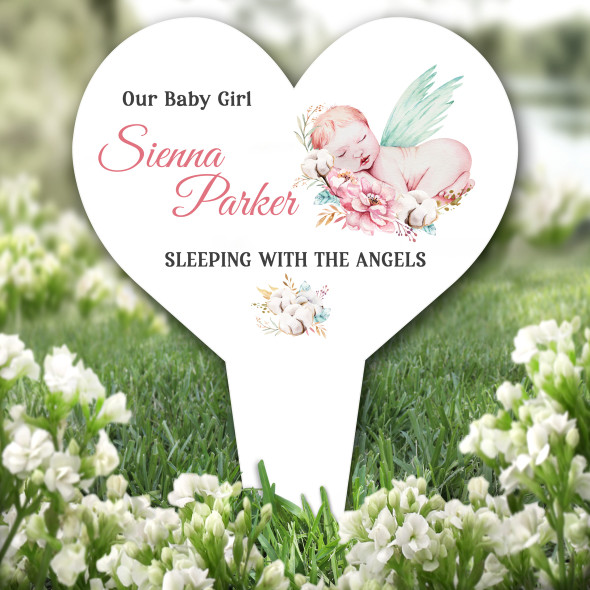 Heart Watercolour Angel Baby Remembrance Garden Plaque Grave Memorial Stake