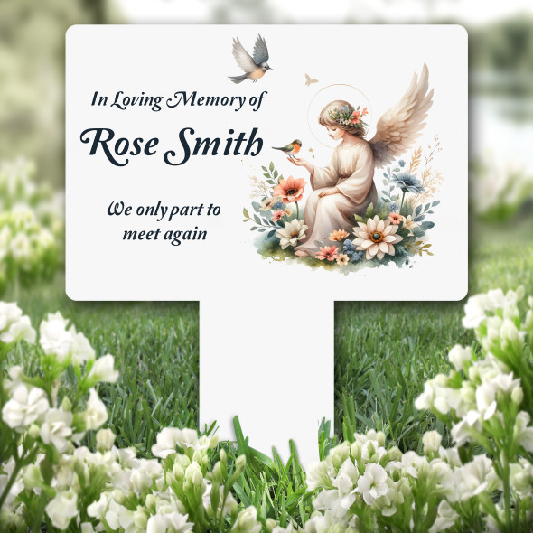 Floral Birds Angel Remembrance Garden Plaque Grave Marker Memorial Stake