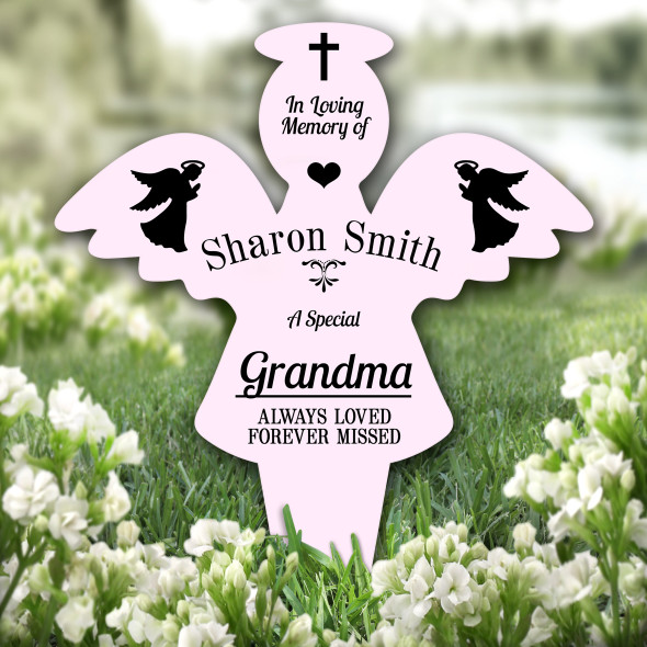 Angel Pink Grandma Praying Remembrance Garden Plaque Grave Marker Memorial Stake