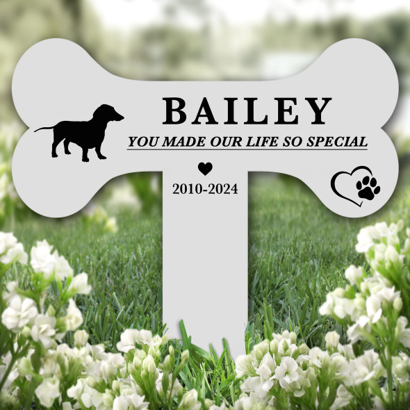 Bone Dachshund Dog Pet Remembrance Garden Plaque Grave Marker Memorial Stake