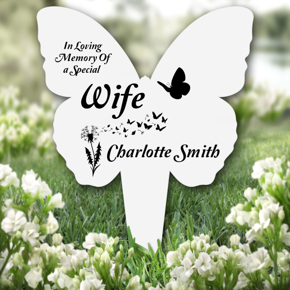 Butterfly Wife Remembrance Grave Garden Plaque Memorial Stake