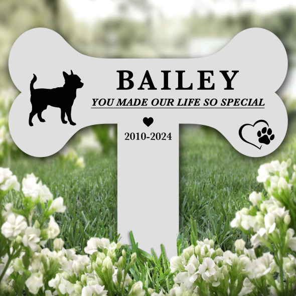 Bone Chihuahua Dog Pet Remembrance Garden Plaque Grave Marker Memorial Stake
