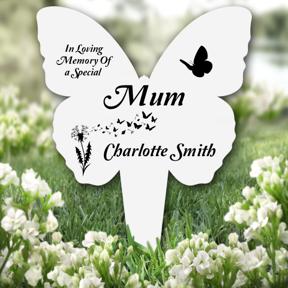 Butterfly Mum Dandelion Remembrance Grave Garden Plaque Memorial Stake