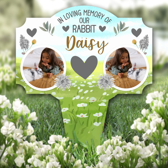 Loving Memory Our Rabbit Pet Photo Remembrance Grave Plaque Memorial Stake