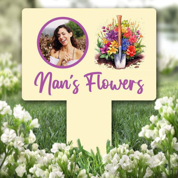 Photo Yellow Nan's Flowers Garden Personalised Gift Garden Plaque Sign Stake
