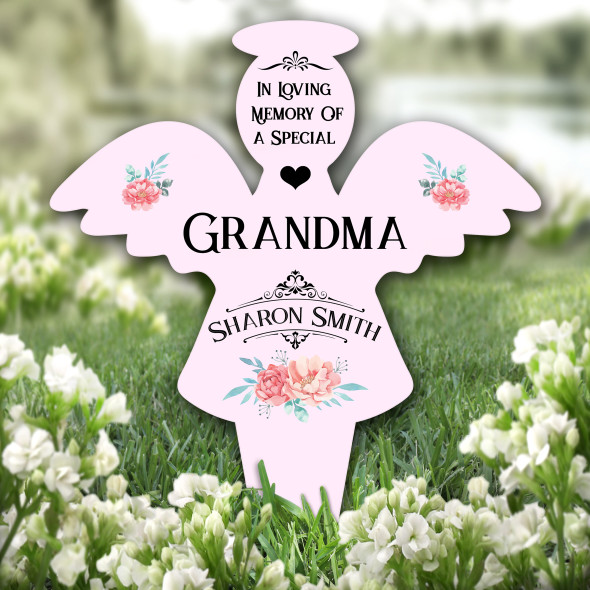 Angel Pink Special Grandma Remembrance Garden Plaque Grave Marker Memorial Stake