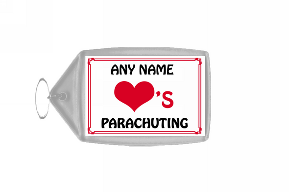 Love Heart Parachuting Personalised Keyring