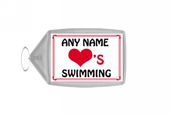 Love Heart Swimming Personalised Keyring