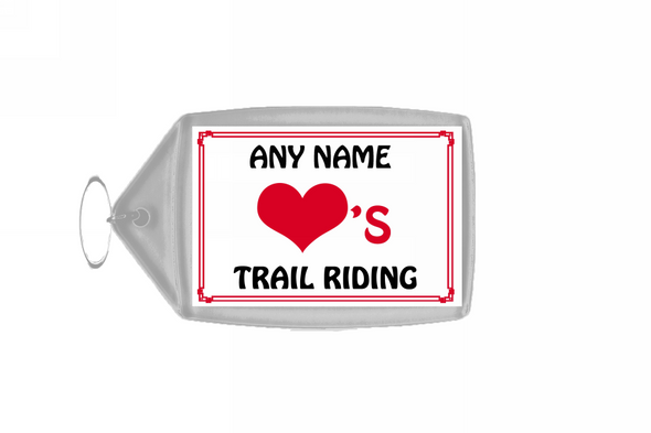 Love Heart Trail Riding Personalised Keyring