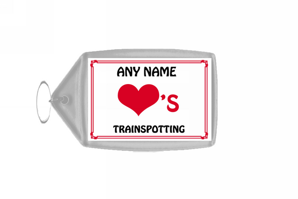 Love Heart Trainspotting Personalised Keyring