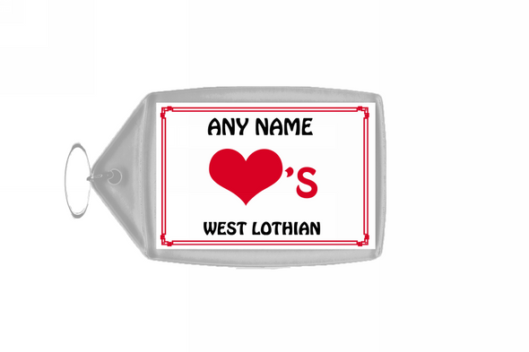 Love Heart West Lothian  Personalised Keyring