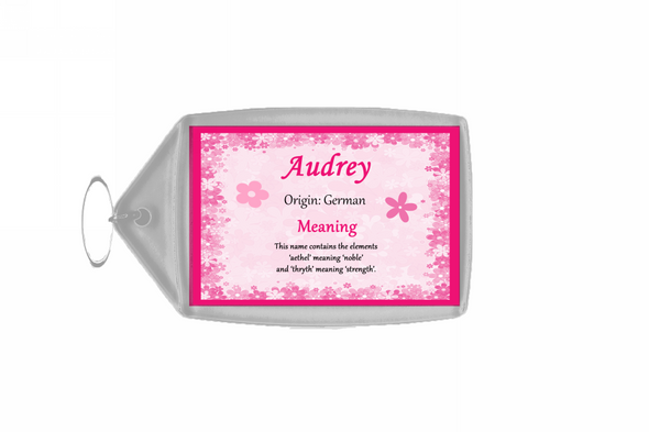 Audrey Personalised Name Meaning Keyring