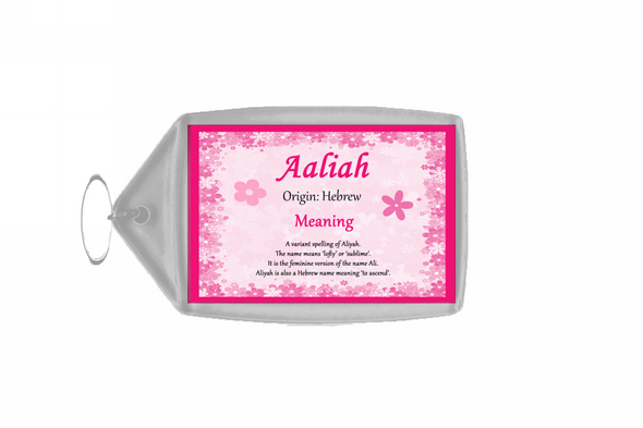 Aaliah Personalised Name Meaning Keyring