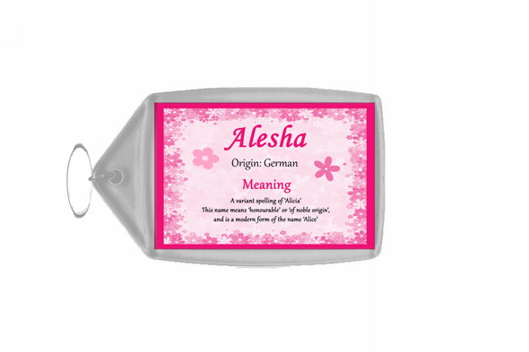 Alesha Personalised Name Meaning Keyring