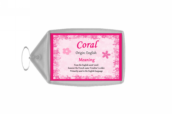 Coral Personalised Name Meaning Keyring